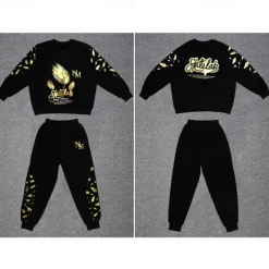 2 Pieces Kids Boys Suit Sweatshirt & Sweatpants Set Clothing Set Outfit Graphic Long Sleeve Crewneck Set Outdoor Sports Fashion Spring Fall 4 years+ Black