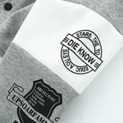 2 Pieces Kids Boys Tracksuits Outfit Stripe Letter Long Sleeve Button Cotton Set Daily Spring Fall 7-13 Years Black Gray