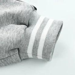 2 Pieces Kids Boys Tracksuits Outfit Stripe Letter Long Sleeve Button Cotton Set Daily Spring Fall 7-13 Years Black Gray