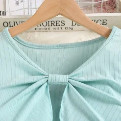 2 Pieces Kids Girls' Butterfly Halter Dress Suits Set Short Sleeve Fashion School 7-13 Years Summer Blue