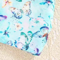 2 Pieces Kids Girls' Butterfly Halter Dress Suits Set Short Sleeve Fashion School 7-13 Years Summer Blue