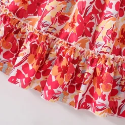 2 Pieces Kids Girls' Cartoon Dress Suits Set Short Sleeve Daily School 7-13 Years Summer Red