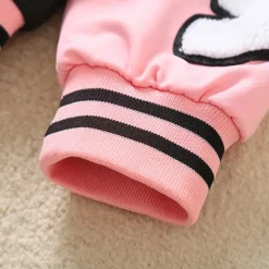 2 Pieces Kids Girls' Children's Day Graphic Pleated Dress Suits Set Long Sleeve Fashion School 7-13 Years Winter White Pink