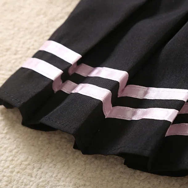 2 Pieces Kids Girls' Children's Day Graphic Pleated Dress Suits Set Long Sleeve Fashion School 7-13 Years Winter White Pink