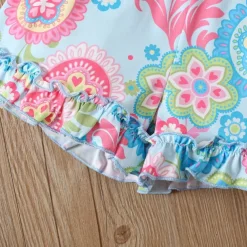 2 Pieces Kids Girls' Easter Rabbit Ruffle Tank Top & Shorts Set Set Sleeveless Fashion Outdoor 4 years+ Summer White