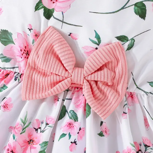 2 Pieces Kids Girls' Floral Tie Knot Dress Suits Set Long Sleeve Fashion School 4 years+ Summer Pink Red Blue