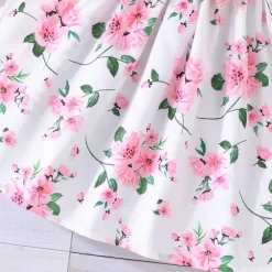 2 Pieces Kids Girls' Floral Tie Knot Dress Suits Set Long Sleeve Fashion School 4 years+ Summer Pink Red Blue