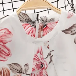 2 Pieces Kids Girls' Floral Crewneck Sweatshirt & Sweatpants Set Set Long Sleeve Fashion Outdoor Cotton 7-13 Years Summer Pink