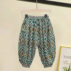 2 Pieces Kids Girls' Geometric Pants Suit Set Short Sleeve Fashion Outdoor Cotton 3-7 Years Summer Black White Yellow