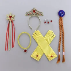 7 pieces Kids Girls' Gloves Hair Accessories Jewelry Set Tiara Active Sweet Party Birthday Snowflake Yellow Pink