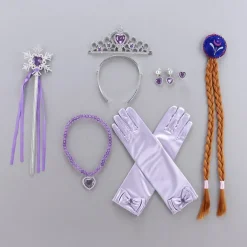 7 pieces Kids Girls' Gloves Hair Accessories Jewelry Set Tiara Active Sweet Party Birthday Snowflake Yellow Pink