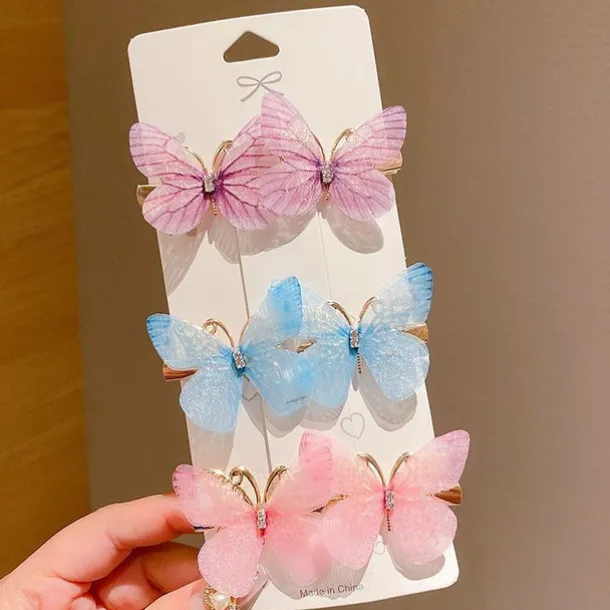 6 Pieces Kids Girls' Hair Accessories Sweet Party Daily Solid Color 6# pink 4# Butterfly Love