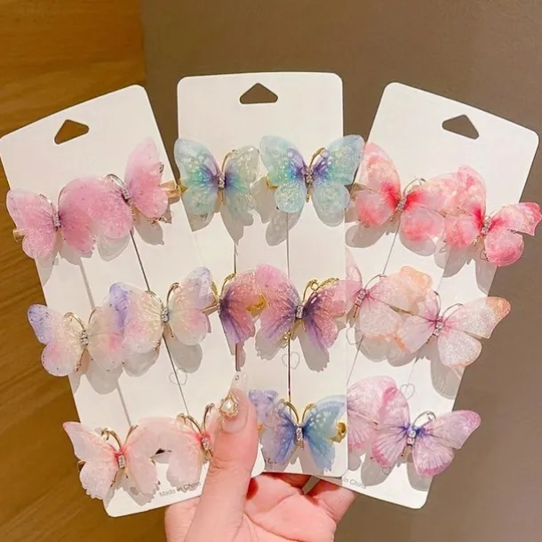 6 Pieces Kids Girls' Hair Accessories Sweet Party Daily Solid Color 6# pink 4# Butterfly Love