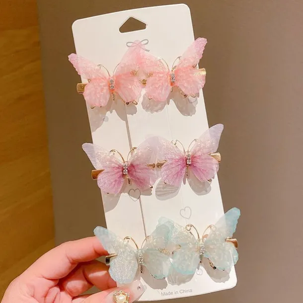 6 Pieces Kids Girls' Hair Accessories Sweet Party Daily Solid Color 6# pink 4# Butterfly Love