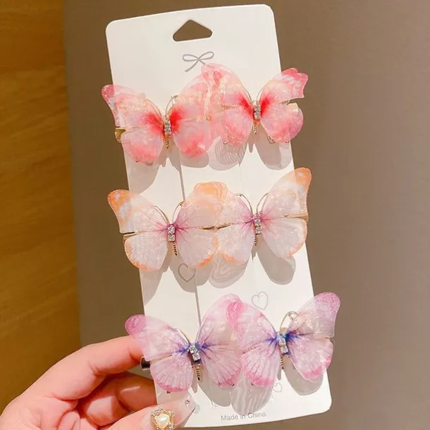 6 Pieces Kids Girls' Hair Accessories Sweet Party Daily Solid Color 6# pink 4# Butterfly Love