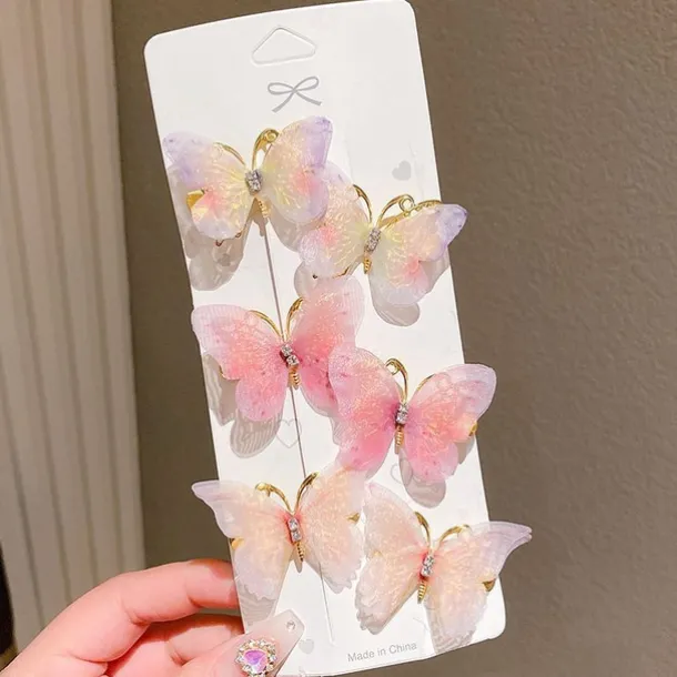 6 Pieces Kids Girls' Hair Accessories Sweet Party Daily Solid Color 6# pink 4# Butterfly Love