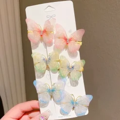 6 Pieces Kids Girls' Hair Accessories Sweet Party Daily Solid Color 6# pink 4# Butterfly Love