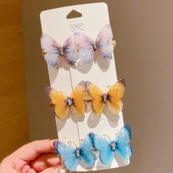 6 Pieces Kids Girls' Hair Accessories Sweet Party Daily Solid Color 6# pink 4# Butterfly Love