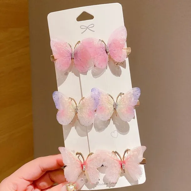 6 Pieces Kids Girls' Hair Accessories Sweet Party Daily Solid Color 6# pink 4# Butterfly Love