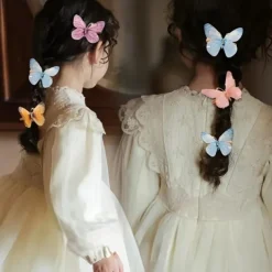 6 Pieces Kids Girls' Hair Accessories Sweet Party Daily Solid Color 6# pink 4# Butterfly Love