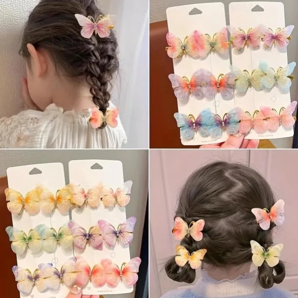 6 Pieces Kids Girls' Hair Accessories Sweet Party Daily Solid Color 6# pink 4# Butterfly Love