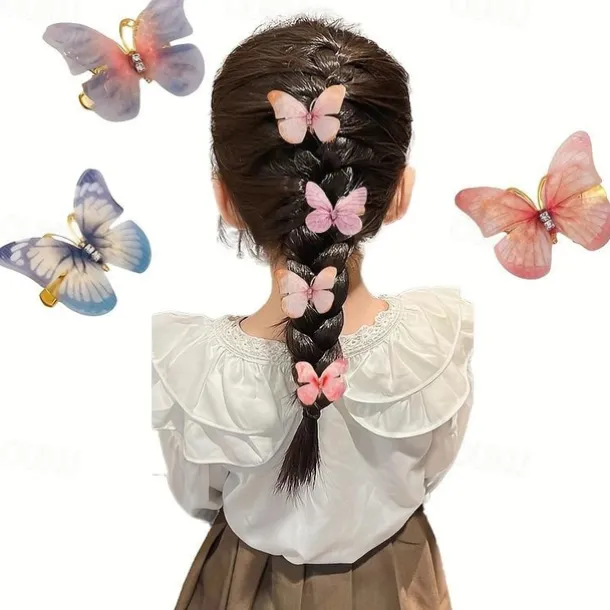 6 Pieces Kids Girls' Hair Accessories Sweet Party Daily Solid Color 6# pink 4# Butterfly Love