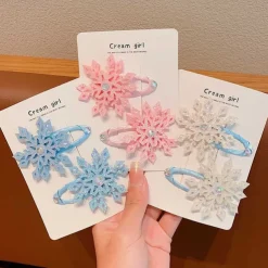 2 Pieces Kids Girls' Hair Accessories Active Sweet Party Birthday Snowflake White Pink