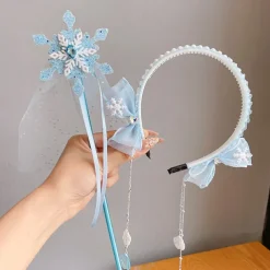 2 Pieces Kids Girls' Hair Accessories Tiara Active Sweet Party Birthday Snowflake Royal Blue Blue