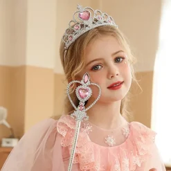 2 Pieces Kids Girls' Hair Accessories Tiara Active Sweet Party Birthday Heart Pink Blue