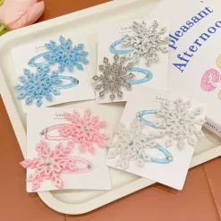 2 Pieces Kids Girls' Hair Accessories Active Sweet Party Birthday Snowflake Pink Blue