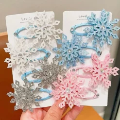 2 Pieces Kids Girls' Hair Accessories Active Sweet Party Birthday Snowflake Pink Blue