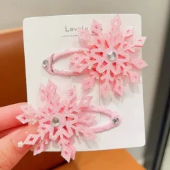 2 Pieces Kids Girls' Hair Accessories Active Sweet Party Birthday Snowflake Pink Blue