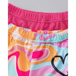 2 Pieces Kids Girls' Heart Crewneck Tank Top & Shorts Set Set Sleeveless Active Outdoor 4-7 Years Summer Pink