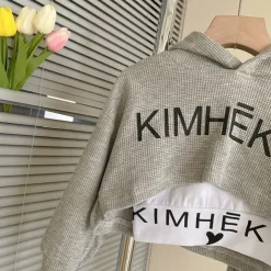 3 Pieces Kids Girls' Letter Embroidered Hoodie & Sweatpants Set Set Long Sleeve Fashion Outdoor Cotton 3-7 Years Spring Pink Gray