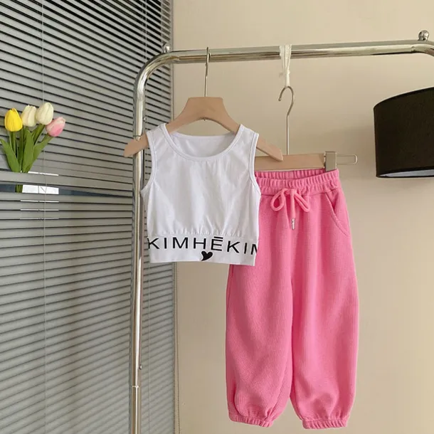 3 Pieces Kids Girls' Letter Embroidered Hoodie & Sweatpants Set Set Long Sleeve Fashion Outdoor Cotton 3-7 Years Spring Pink Gray