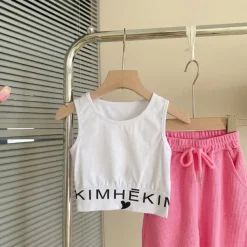 3 Pieces Kids Girls' Letter Embroidered Hoodie & Sweatpants Set Set Long Sleeve Fashion Outdoor Cotton 3-7 Years Spring Pink Gray