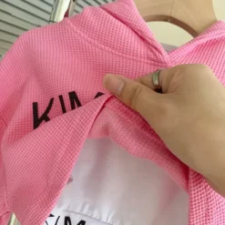 3 Pieces Kids Girls' Letter Embroidered Hoodie & Sweatpants Set Set Long Sleeve Fashion Outdoor Cotton 3-7 Years Spring Pink Gray