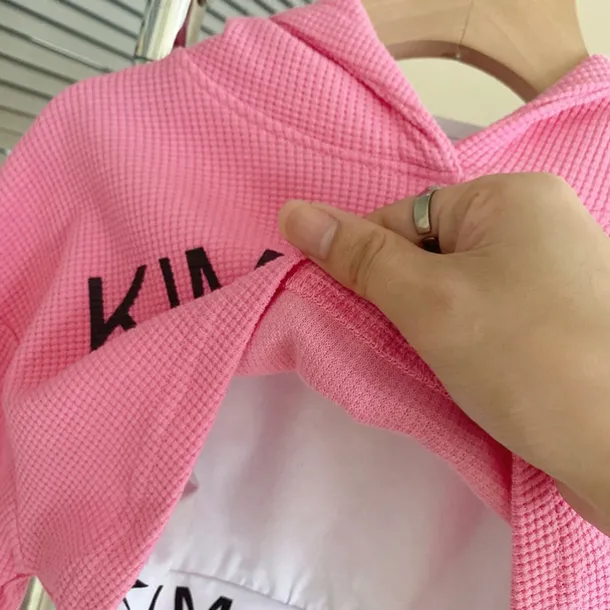 3 Pieces Kids Girls' Letter Embroidered Hoodie & Sweatpants Set Set Long Sleeve Fashion Outdoor Cotton 3-7 Years Spring Pink Gray