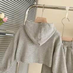 3 Pieces Kids Girls' Letter Embroidered Hoodie & Sweatpants Set Set Long Sleeve Fashion Outdoor Cotton 3-7 Years Spring Pink Gray