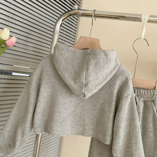 3 Pieces Kids Girls' Letter Embroidered Hoodie & Sweatpants Set Set Long Sleeve Fashion Outdoor Cotton 3-7 Years Spring Pink Gray