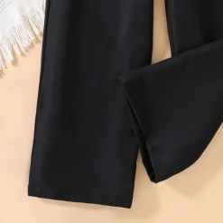 2 Pieces Kids Girls' Polka Dot Tie Knot Pants Suit Set Long Sleeve Active School 7-13 Years Spring White