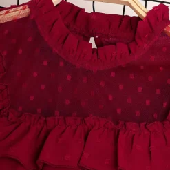 2 Pieces Kids Girls' Solid Color Skirt & Shirt Set Long Sleeve Active Outdoor 7-13 Years Winter Red