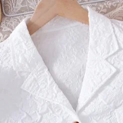 2 Pieces Kids Girls' Solid Color Ruched Dress Suits Set Short Sleeve Fashion School 7-13 Years Summer White