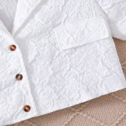 2 Pieces Kids Girls' Solid Color Ruched Dress Suits Set Short Sleeve Fashion School 7-13 Years Summer White