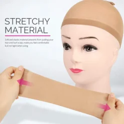 4 pieces Light Brown Stocking Wig Caps Stretchy Nylon Wig Caps for Women