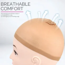 4 pieces Light Brown Stocking Wig Caps Stretchy Nylon Wig Caps for Women