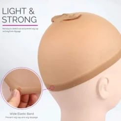 4 pieces Light Brown Stocking Wig Caps Stretchy Nylon Wig Caps for Women