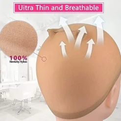 6 pieces light brown stocking wig caps stretchy nylon wig caps for women