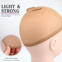 6 pieces light brown stocking wig caps stretchy nylon wig caps for women