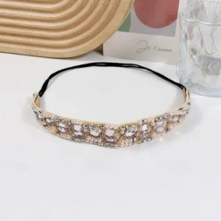 1 Pieces Rhinestone Beaded Elastic Headband Jewel Headbands Pearl Hair Band Crystal Beaded Women Head Wrap Lady Girls Hair Jewelry Accessories